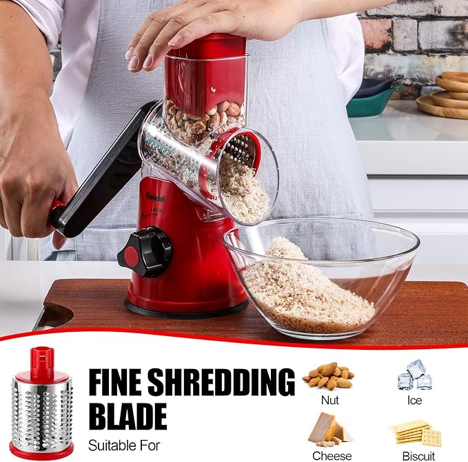 Geedel Rotary Cheese Grater, Kitchen Mandoline Vegetable Slicer - Image 3