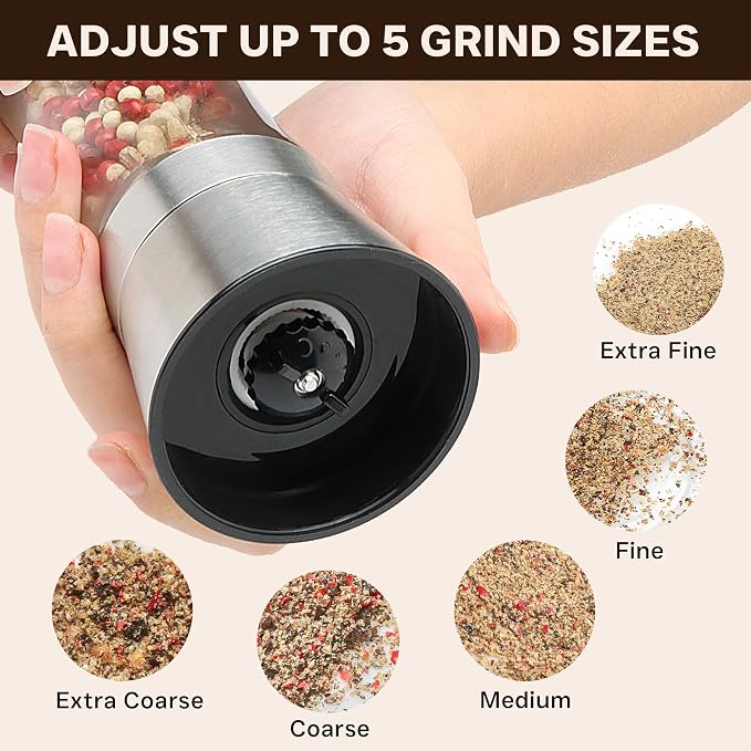 Premium Stainless Steel Salt and Pepper Grinder Set of 4 - Image 6