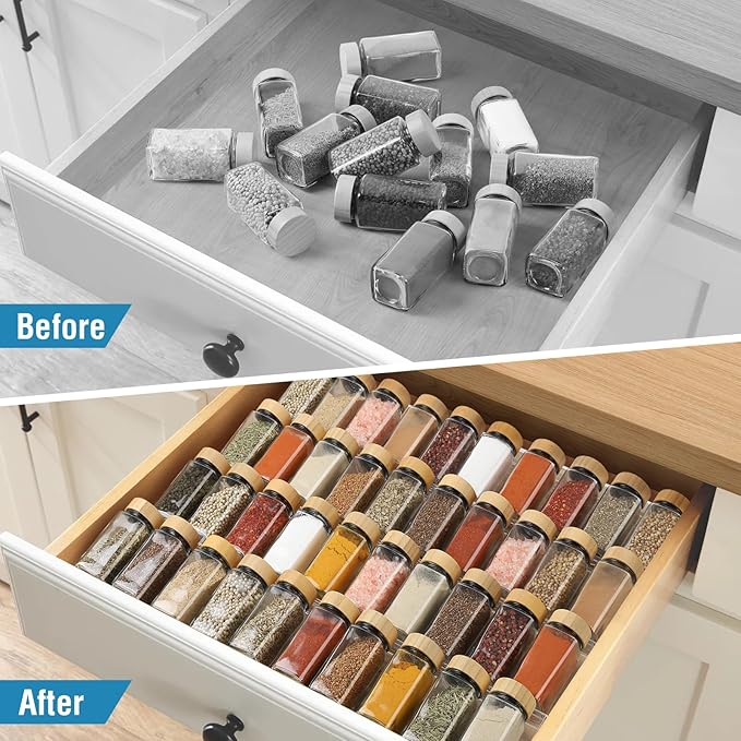 Suneerplay Spice Drawer Organizer 8 Tier, Acrylic Seasoning Organizer Rack - Image 3