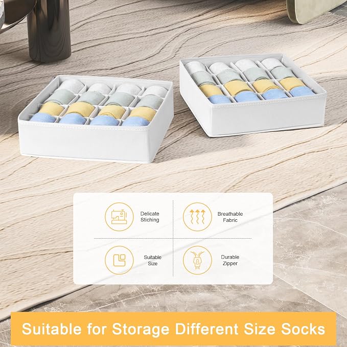 Joyoldelf Sock Drawer Organizer Divider, 16-Cell Underwear Organizers and - Image 6