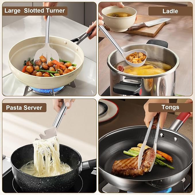 8 Pieces Kitchen Utensils Set, Vayvnt Silicone Cooking Utensils Set - Image 6