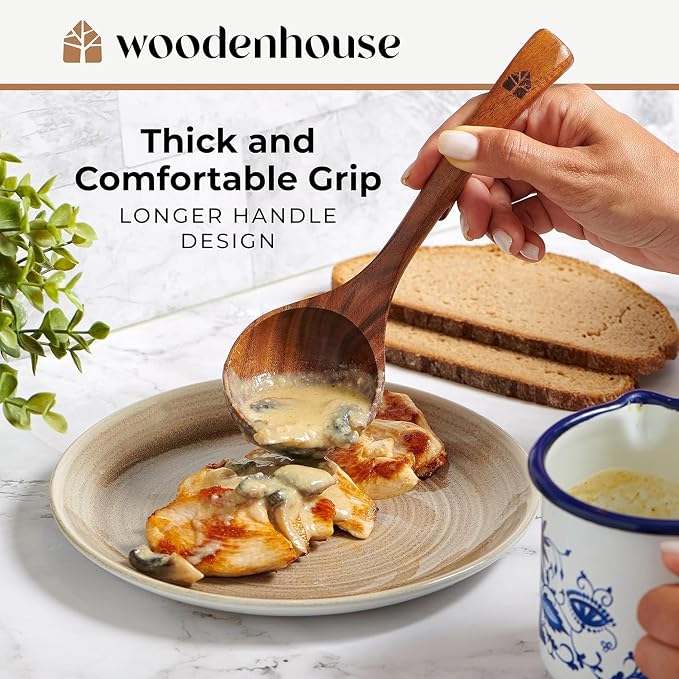 Wooden Ladle for Soup, 3 Size Teak Wood Ladle Spoon - Image 7