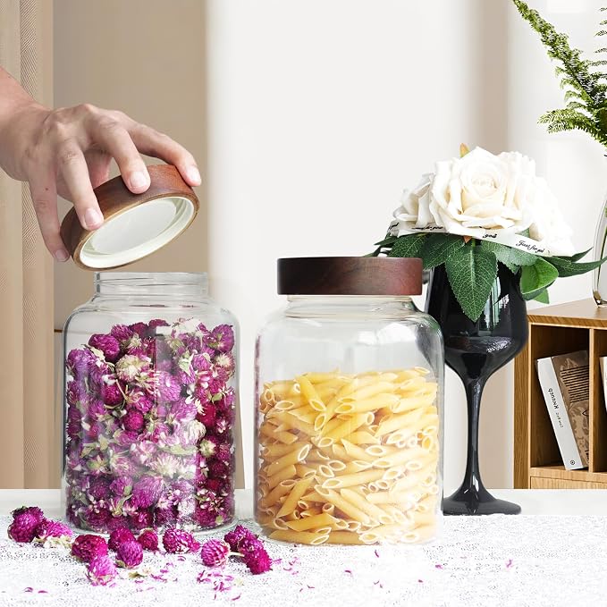 60 oz Glass Coffee Jars with Wooden Airtight Lid Spoon Clear Herb Ground - Image 7