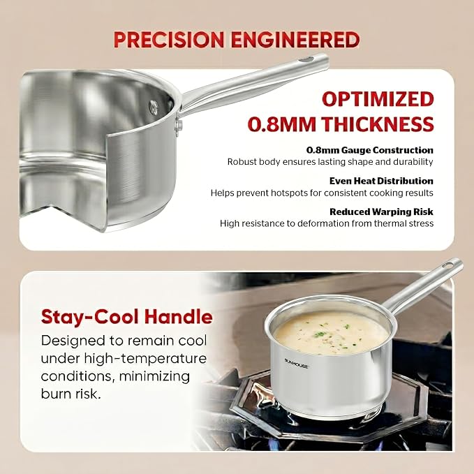 SUNHOUSE – 1.5 Quart Stainless Steel Sauce Pan - Image 3
