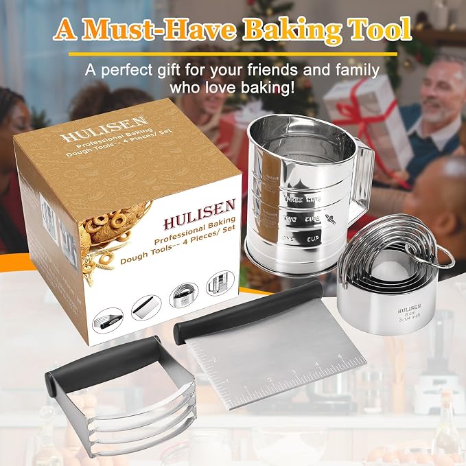 HULISEN Pastry Cutter, Dough Blender, 3 Cup Flour Sifter and Biscuit Cutter - Image 5
