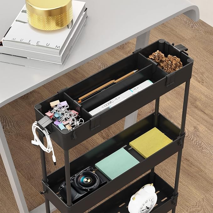 SPACELEAD Slim Storage Cart 4 Tier, Bathroom Organizer Rolling Utility - Image 2