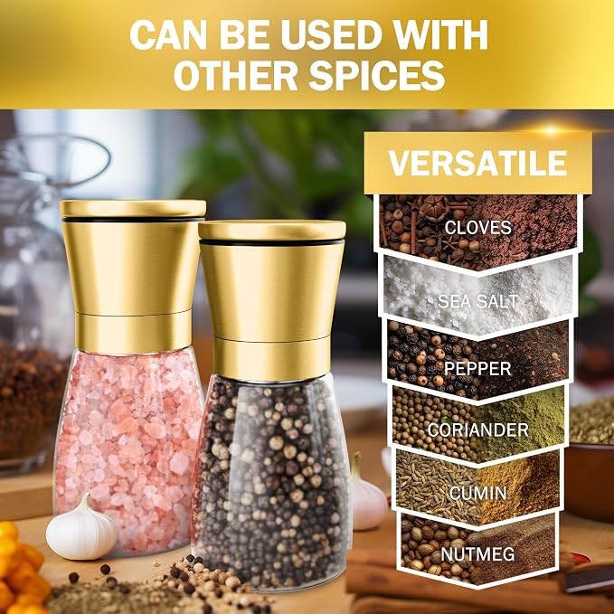 Home EC Original Gold Salt and Pepper Grinder Set of 2 - Image 5