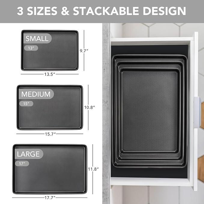 Tiawudi Baking Sheet Pan Set, 0.8mm Thick Heavy Duty Cookie Sheet - Image 2