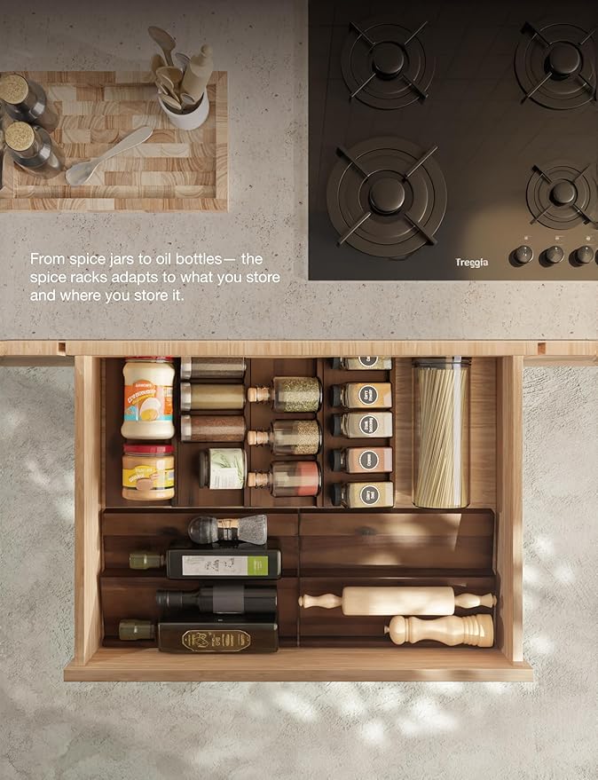 Tinamo Acacia Wooden Spice Rack Organizer - Image 7