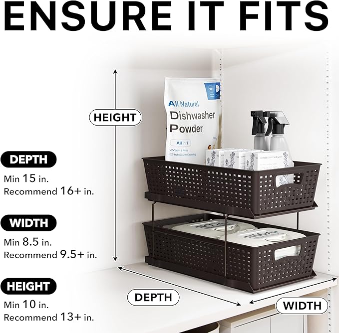 Simple Houseware 2 Tier Bathroom Organizer Tray Pull-Out Sliding Drawer - Image 7
