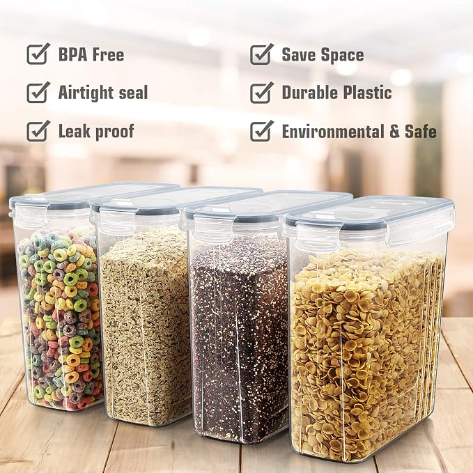 Wildone Cereal Storage Containers Set, Large BPA Free Plastic Airtight Food - Image 2