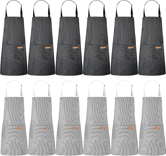 Handepo 12 Pcs Cotton Aprons for Women Men by Handepo