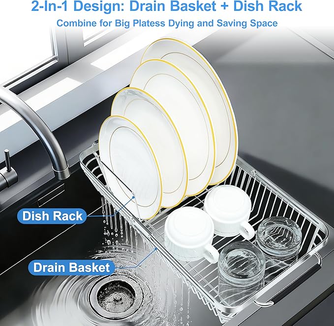 Dish Drying Rack Over The Sink, Stainless Steel Dish Racks - Image 4