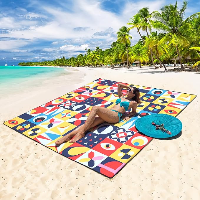 HIHOHO Beach Blanket Waterproof Sandproof Extra Large Beach Mat 79" X - Image 4