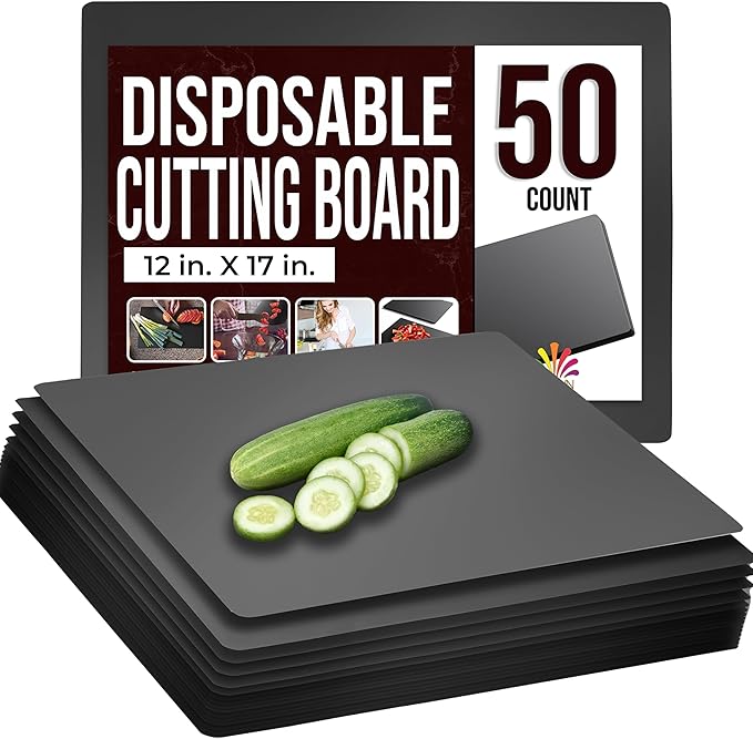 Disposable Cutting Boards for Kitchen 50 Count Black Cutting Board 12 Inch X by Crown+Display