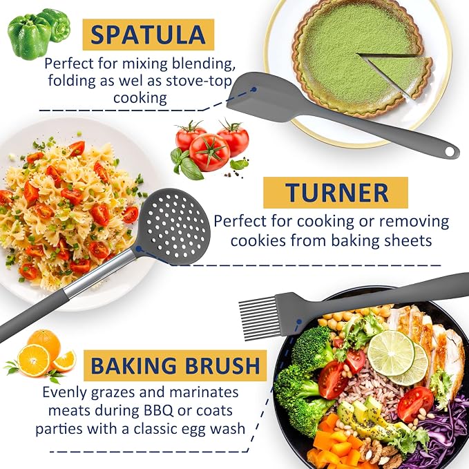 Silicone Cooking Utensil Set, Fungun Non-stick Kitchen Utensil 24 Pcs Cooking - Image 3