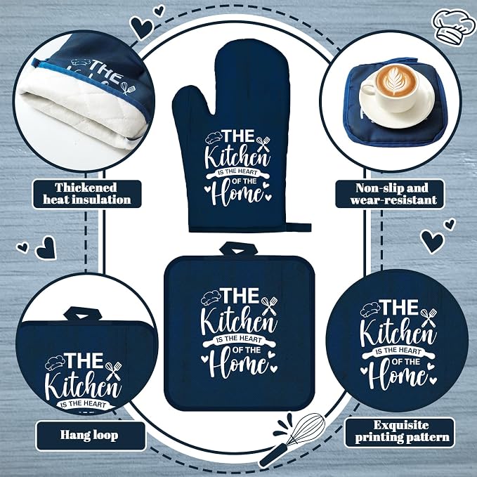 Leinuosen 8 Pcs Kitchen Towels and Oven Mitts Sets Pot Holders Dishcloths Set - Image 5