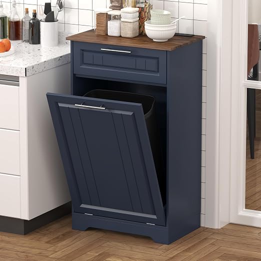 Single 10 Gallon Tilt Out Trash Can Cabinet - Image 8