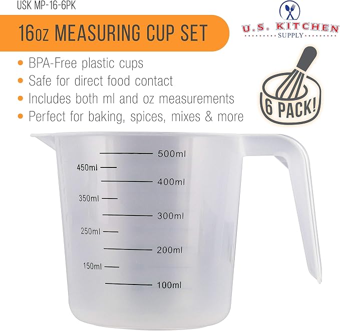 U.S. Kitchen Supply Plastic Measuring Cups - 16 oz Liquid Measuring Cup Set of - Image 2