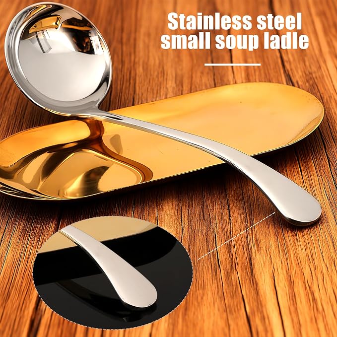 7.9'' Gravy Ladle Stainless Steel Silver Small Ladle Sauce Soup Ladles Mirror - Image 4