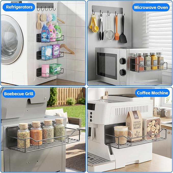 Magnetic Spice Rack for Refrigerator, 5 Pack Magnetic Fridge Organizer Shelves - Image 7
