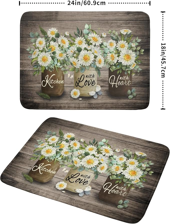 Flower Vase Dish Drying Mats 18×24 Inch Rustic Wood Reversible Microfiber - Image 2