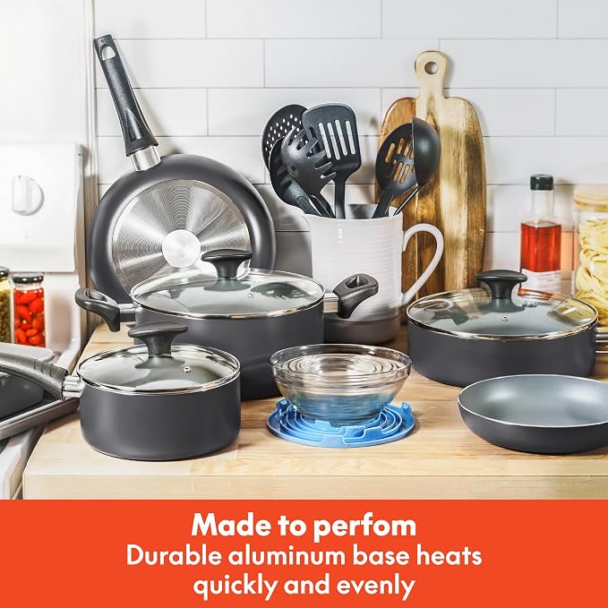 bella Cookware Set with Glass Lids with Nonstick, PFOA Free and Scratch - Image 5