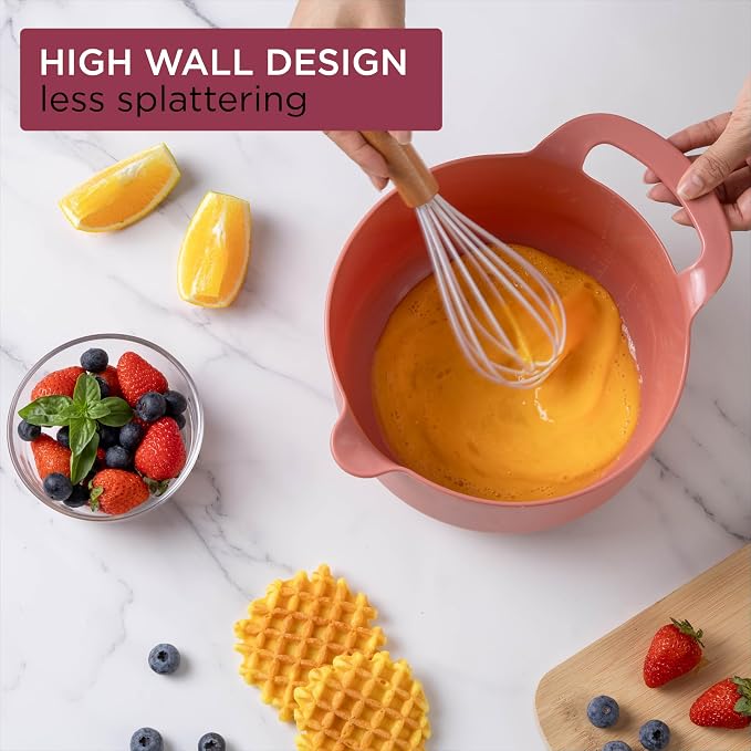 COOK WITH COLOR Nesting Plastic Mixing Bowl Set with Pour Spouts and Handles - Image 4