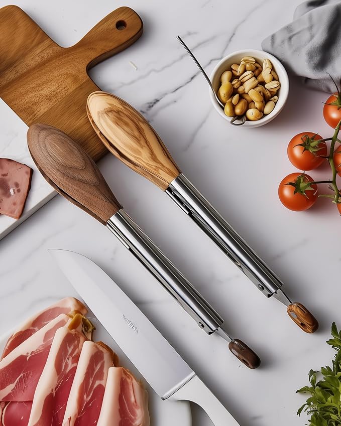 Boxiki Kitchen Wooden Tongs for Cooking - Image 7