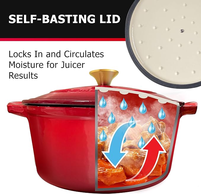 Mueller 6qt Enameled Cast Iron Dutch Oven, Heavy-Duty Casserole and Braiser Pan - Image 5