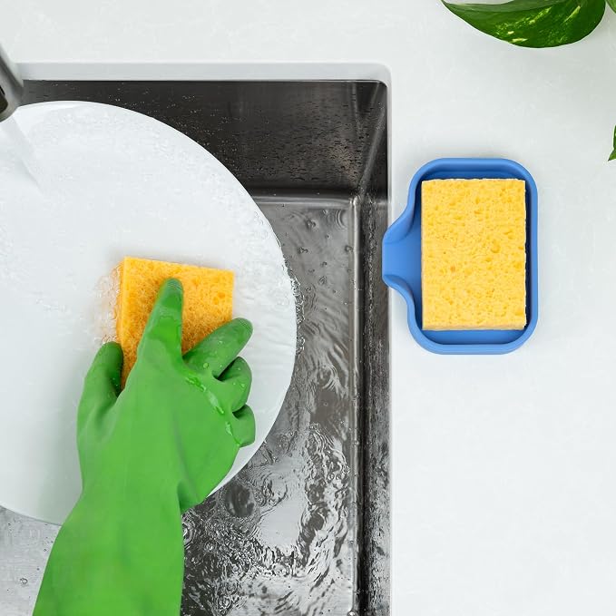 Zulay Kitchen Small Silicone Sponge Holder – Space-Saving Sink Organizer Tray - Image 3