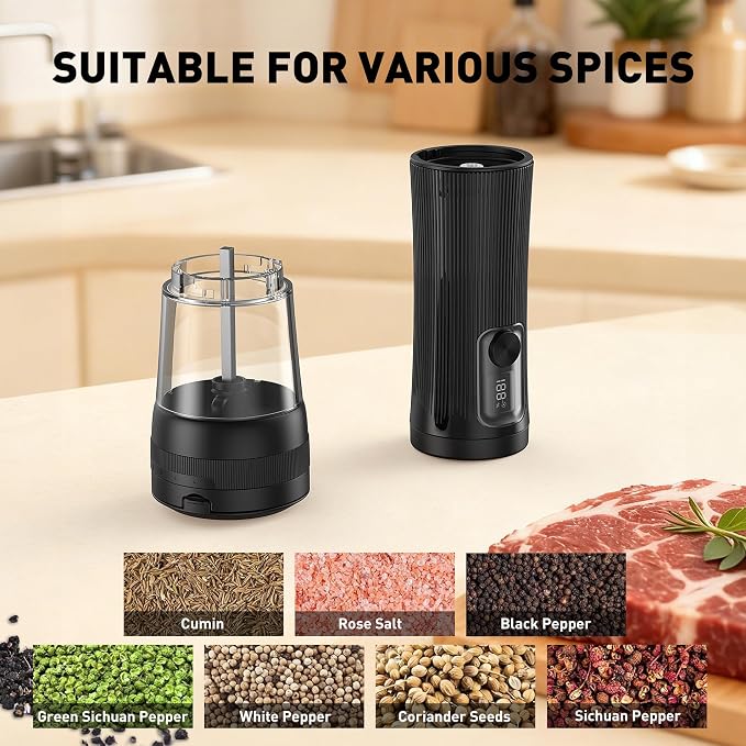 Electric Salt and Pepper Grinder Set, Upgrade 2-Speed Setting, External 5 - Image 7