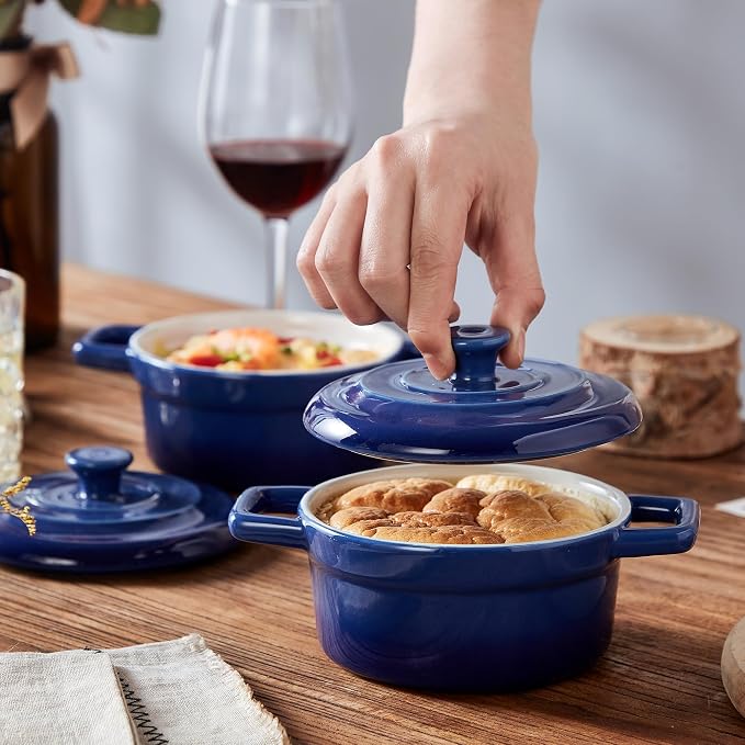 Lareina Mini Cocotte - 12oz Ceramic Casserole Dishes - Kitchen Casserole Sets - - Image 5