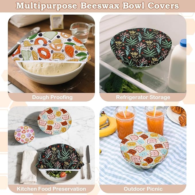 5-Size Reusable Beeswax Bowl Covers - Image 5