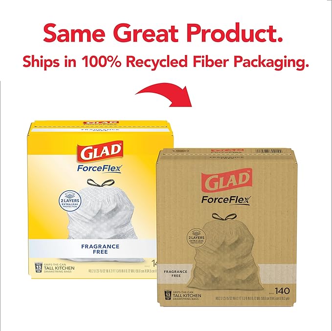 Glad ForceFlex Tall Kitchen Drawstring Trash Bags, 13 Gal, Fragrance Free - Image 2