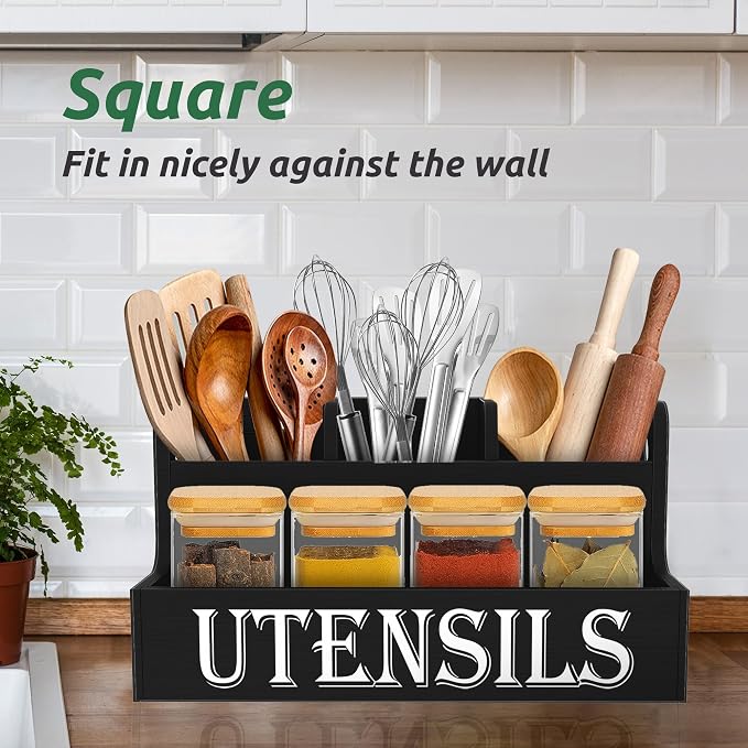 Suli Kitchen Utensils Holder, Wooden Utensil Organizer - Image 9