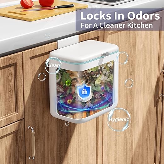 Compost Bin Kitchen for Countertop or Under Sink, 2.6 Gallon Hanging Small - Image 7