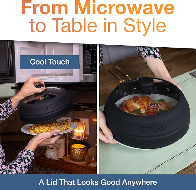 Mikro Innovations Glass & Silicone Microwave Splatter Cover – Tall and - Image 3