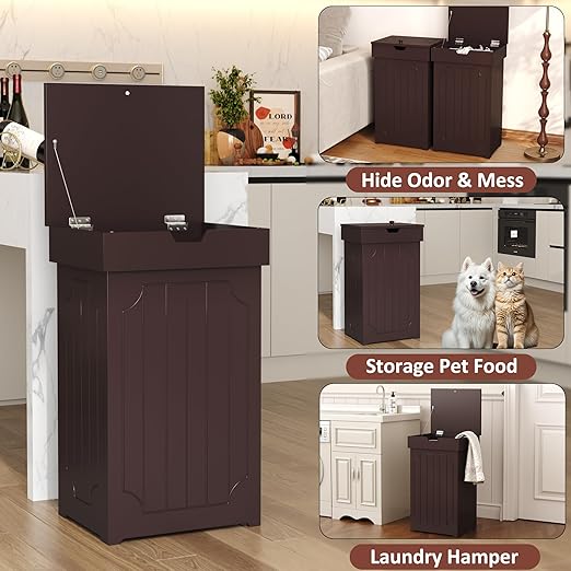 Function Home Trash Can Cabinet, 13 Gallon Kitchen Garbage Can, Wood Recycling - Image 7