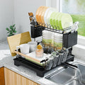2-Tier Dish Rack with Drainboard: Large Capacity Anti-Rust Kitchen Counter by Unknown