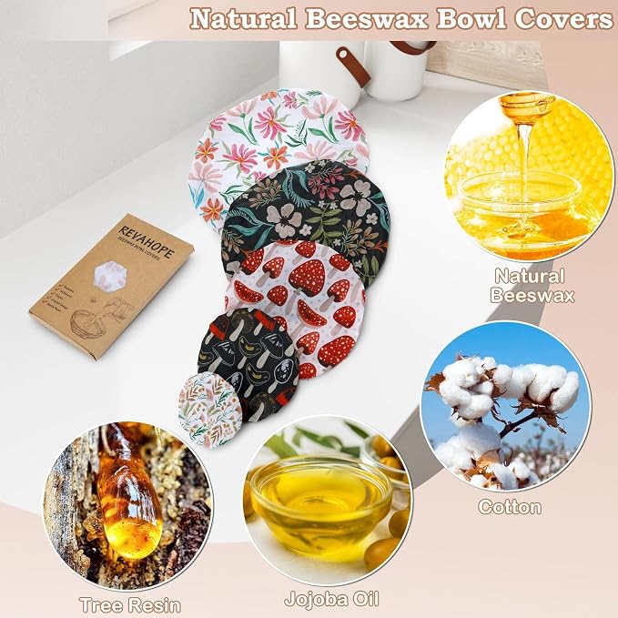 5-Size Reusable Beeswax Bowl Covers - Image 3