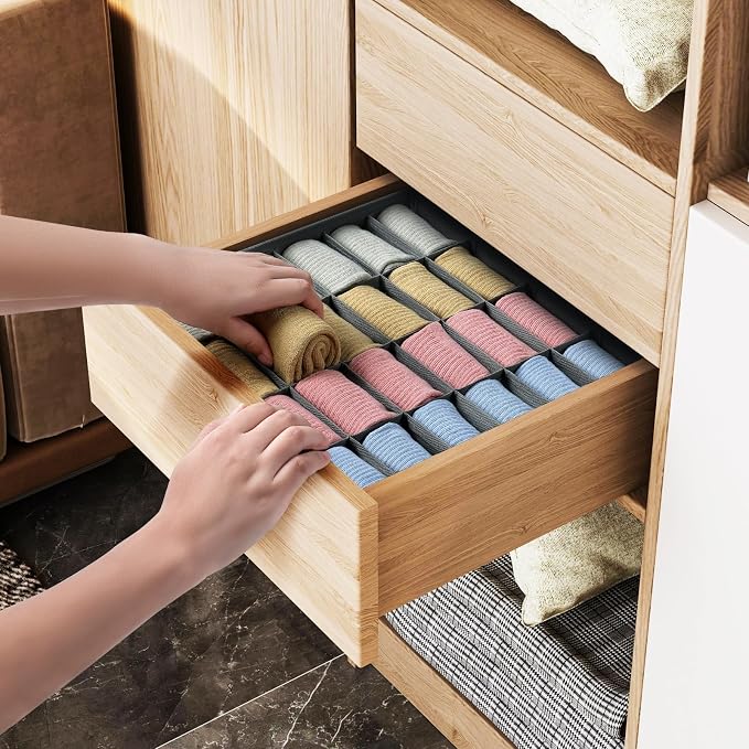Joyoldelf Sock Drawer Organizer Divider Underwear Organizer 24-cell Fabric - Image 5