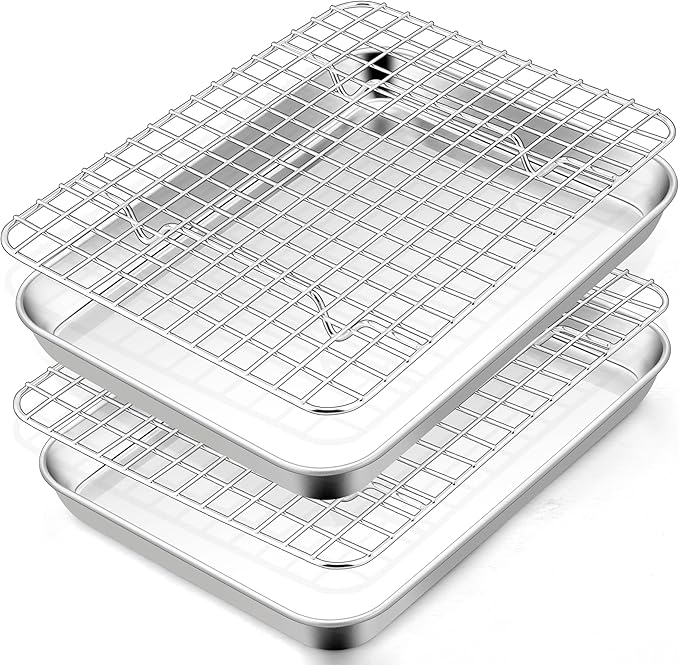 TeamFar Toaster Oven Pan with Rack Set, Non-Toxic & Heavy-Duty, Dishwasher Safe by TeamFar