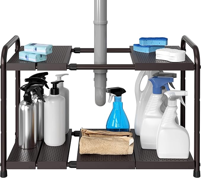 Simple Houseware Under Sink 2-Tier Heavy Duty Expandable Rack Organizer by SimpleHouseware