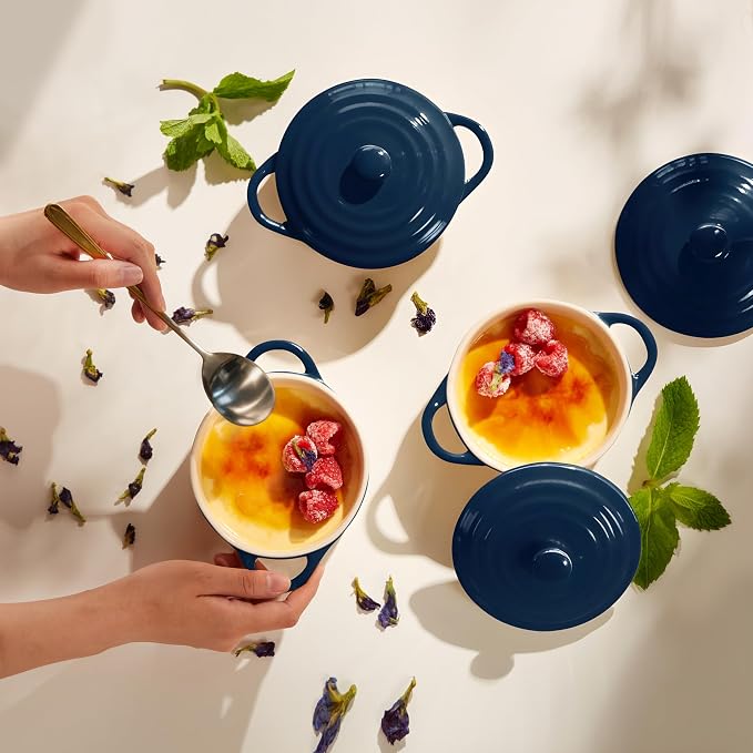 Kook Ceramic Mini Cocotte Set, Small Casserole Dishes - Image 4
