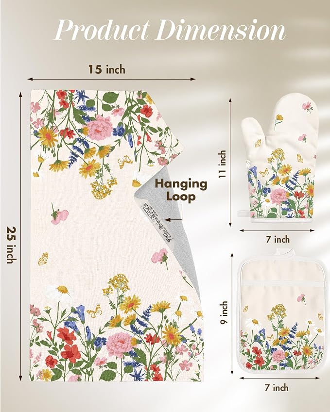 Miss Adola 270 GSM Cotton Kitchen Towels, Oven Mitt and Pot Holder - Image 5