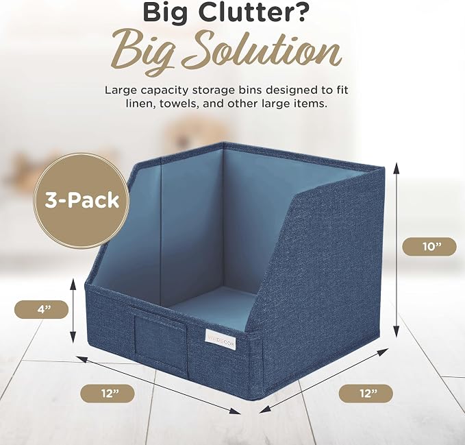 VIVIDECOR Open Front Trapezoid Storage Bins 12x12x10 – Easy Access Closet Shelf - Image 4