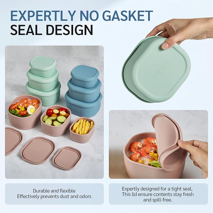 ISSEVE 12Pcs/Set Nesting Silicone Food Storage Containers - Image 9
