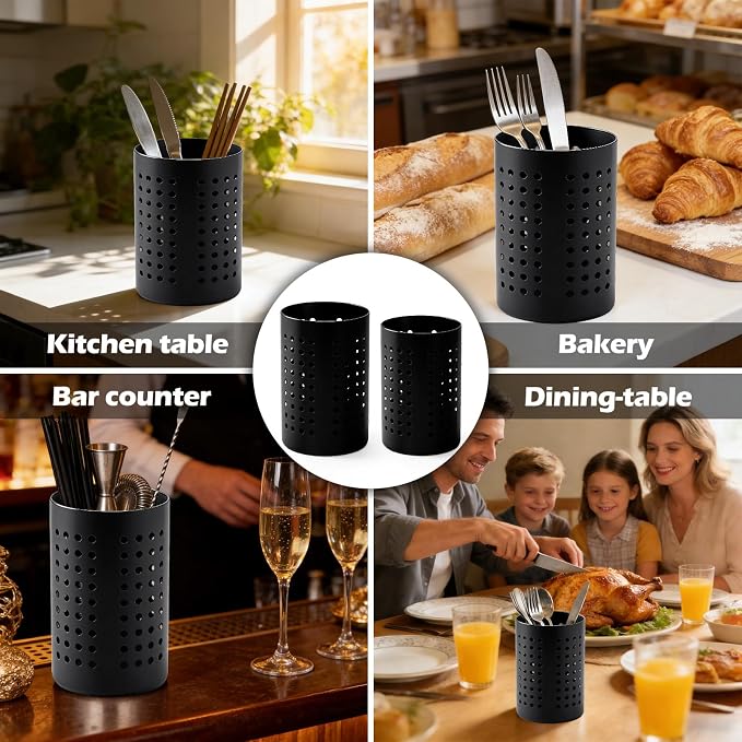 2PCS Black Stainless Steel Utensil Holder and Utensil Drying Holder, as a - Image 4