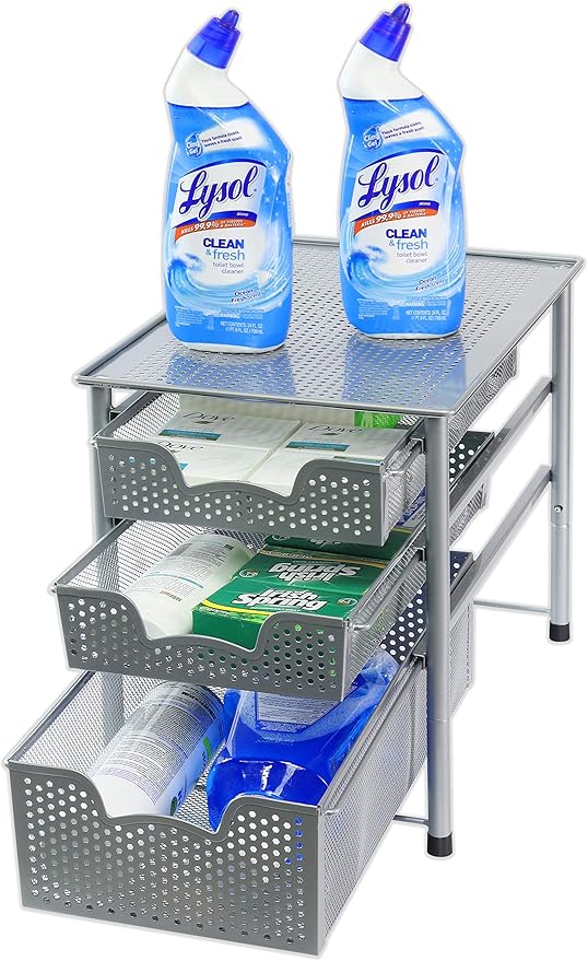 Simple Houseware Stackable 3 Tier Sliding Basket Organizer Drawer - Image 5